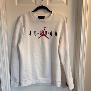 Jordan White and Red Crewneck Sweater with Jumpman Logo